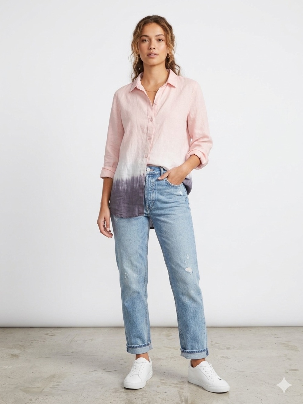DKNY Pink to Gray Ombre Button-Up Shirt